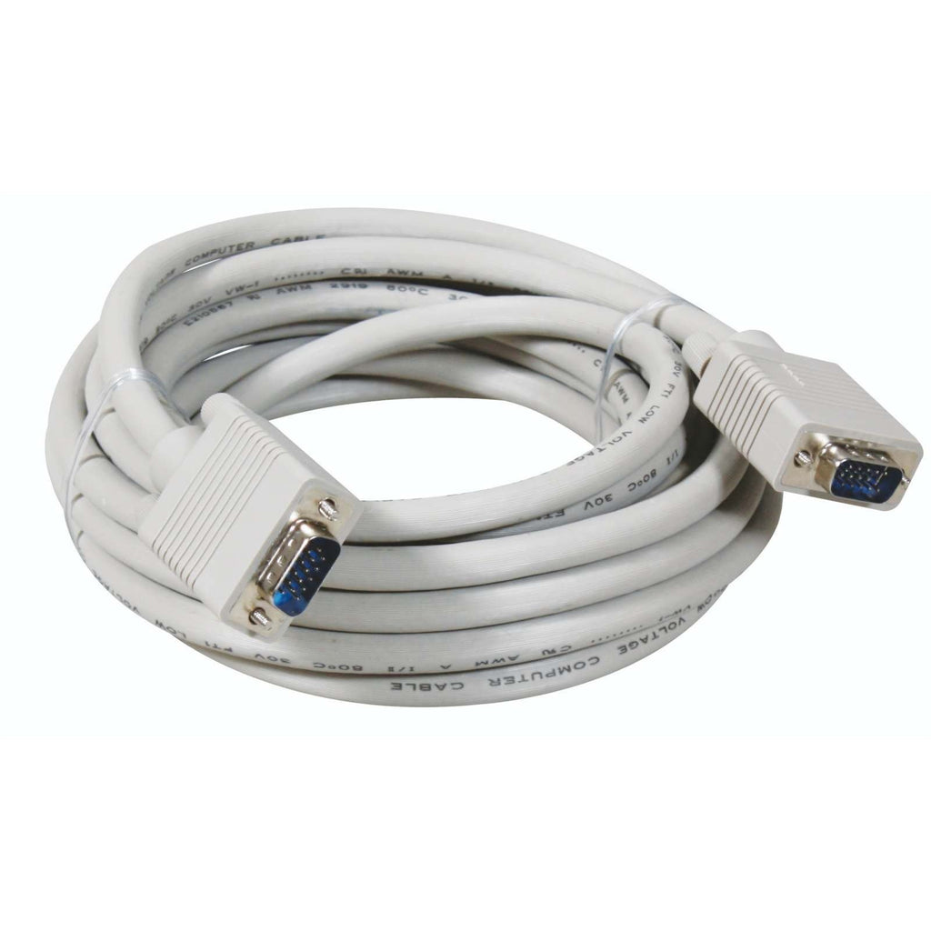 DV - 5 m – VGA Male to Male Cable for maximum quality, high-purity copper lines (Full HD, VGA to VGA, connects computer to screen, plasma TV & projector, 15-pin, monitor cable, White)