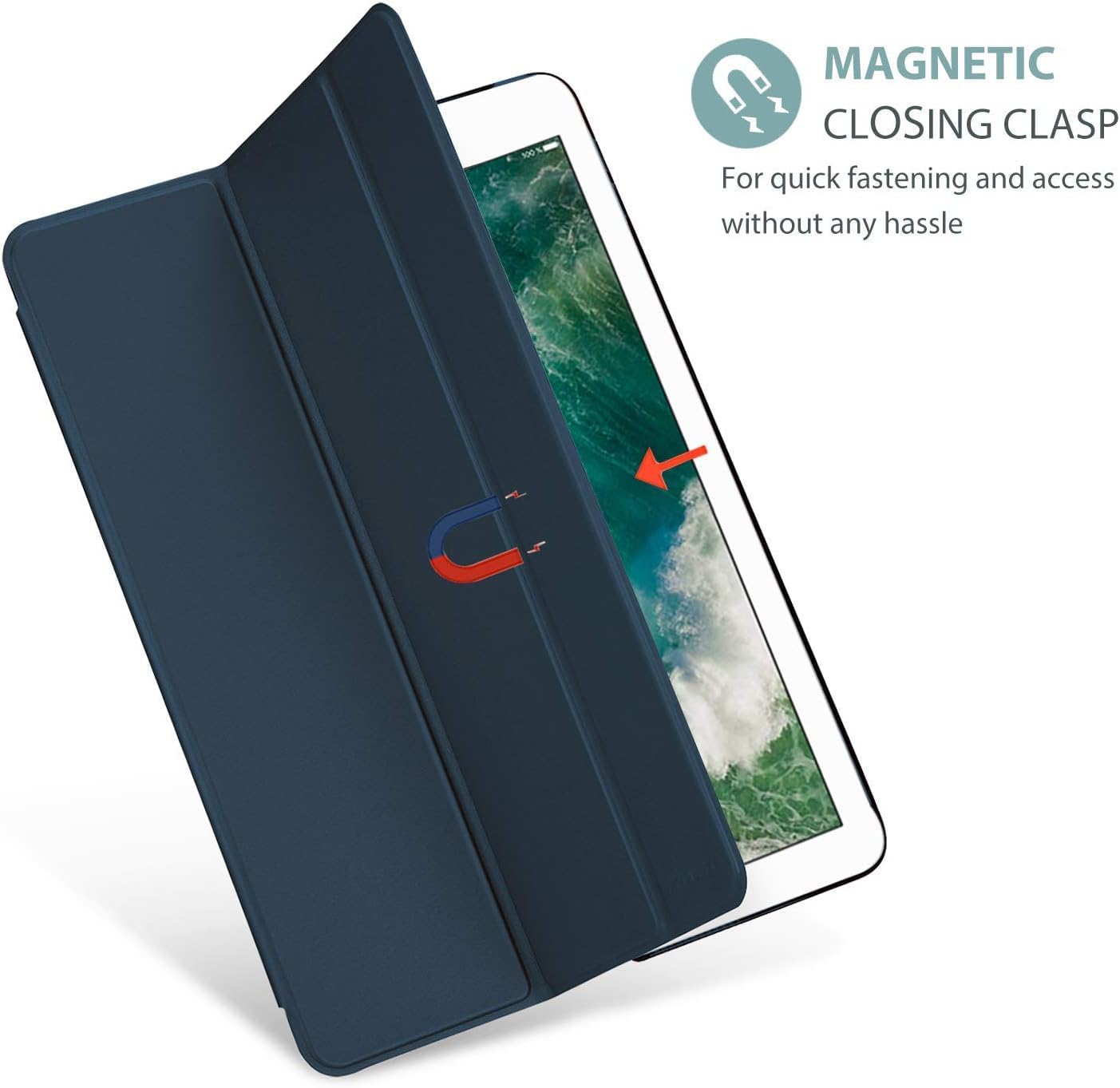 SU Case for iPad Pro 12.9 Case 2nd Generation 2017/1st Generation 2015(Model: A1584 A1652 A1670 A1671 A1821), Ultra Slim Lightweight Stand Smart Case with Translucent Frosted Back Cover